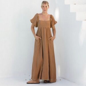 Solai French Riviera Linen Maxi Dress Size XL